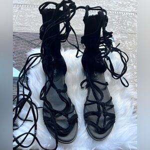 New black lace up sandals size 10